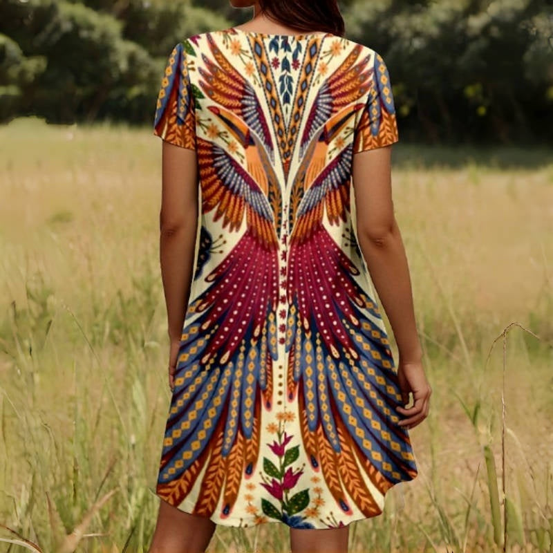 🔥👗Damskie sukienki z krótkim rękawem z nadrukiem w stylu vintage