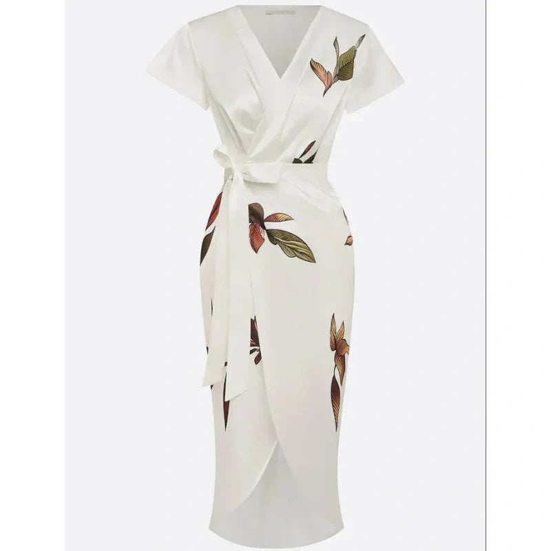 🔥👗【S-3XL】Satynowa sukienka z dekoltem w szpic