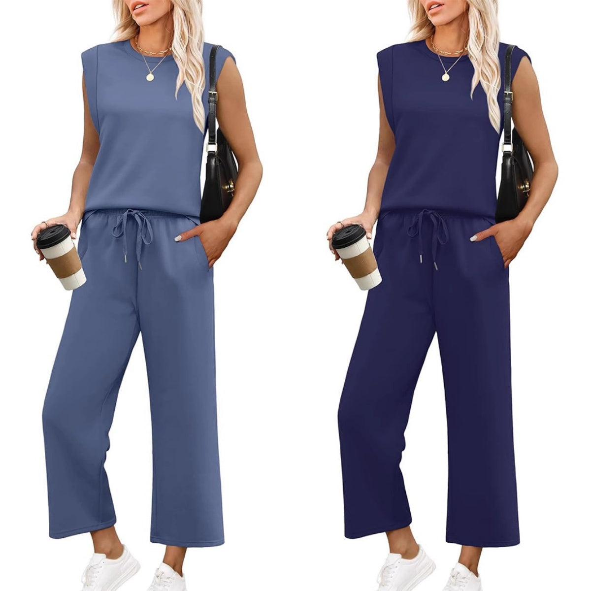 🔥👚👖Damski zestaw spodni bez rękawów