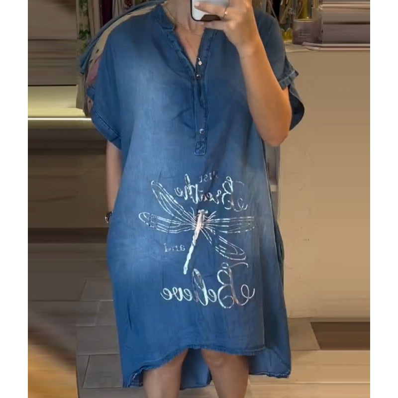 🔥👗Lekka, swobodna sukienka z dekoltem w kształcie litery V