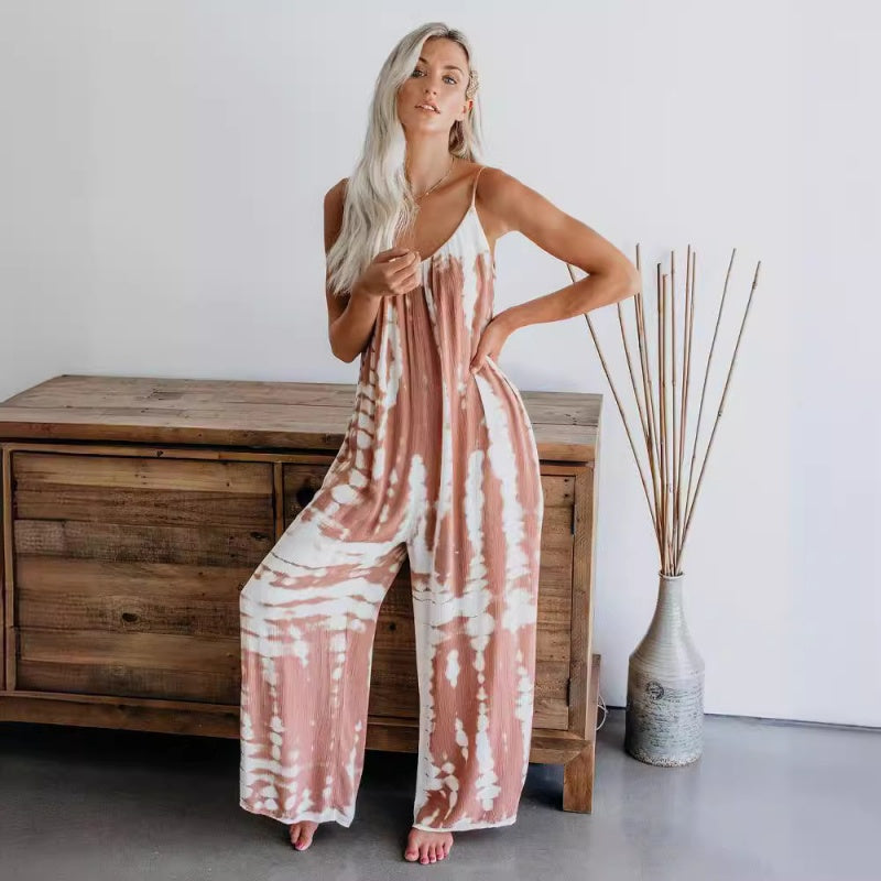 🔥👗Modny damski kombinezon z nadrukiem na ramiączkach