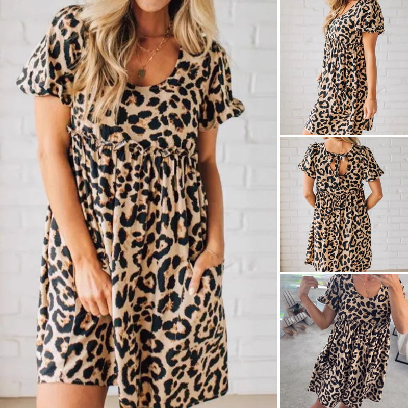 🔥👗Damska casualowa mini sukienka w panterkę