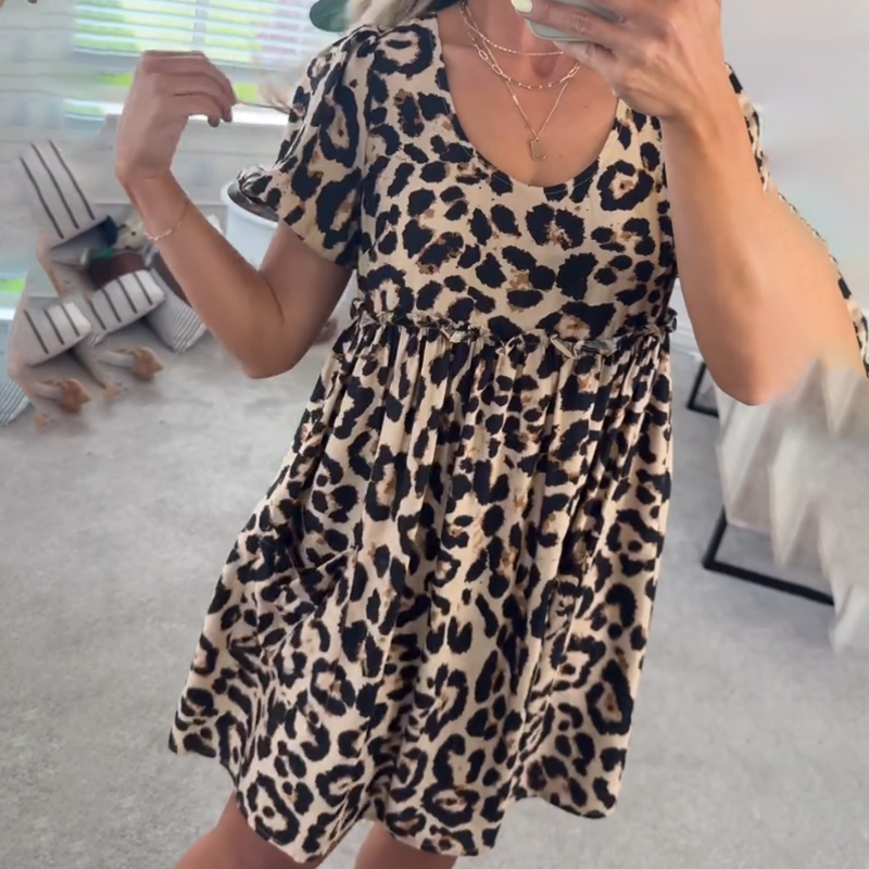 🔥👗Damska casualowa mini sukienka w panterkę