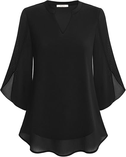 🔥👗Szyfonowa koszula z dekoltem w szpic