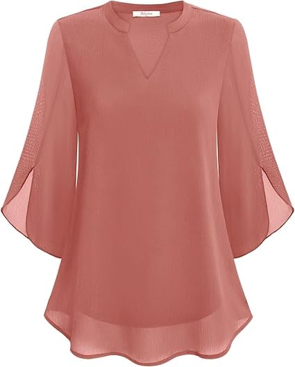 🔥👗Szyfonowa koszula z dekoltem w szpic