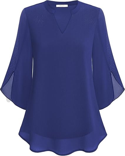 🔥👗Szyfonowa koszula z dekoltem w szpic