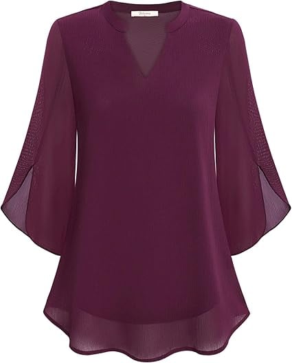 🔥👗Szyfonowa koszula z dekoltem w szpic