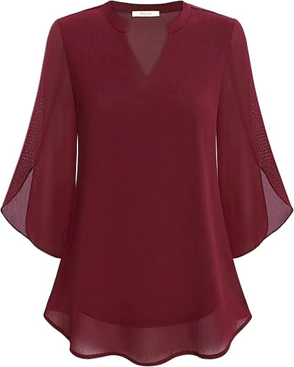 🔥👗Szyfonowa koszula z dekoltem w szpic