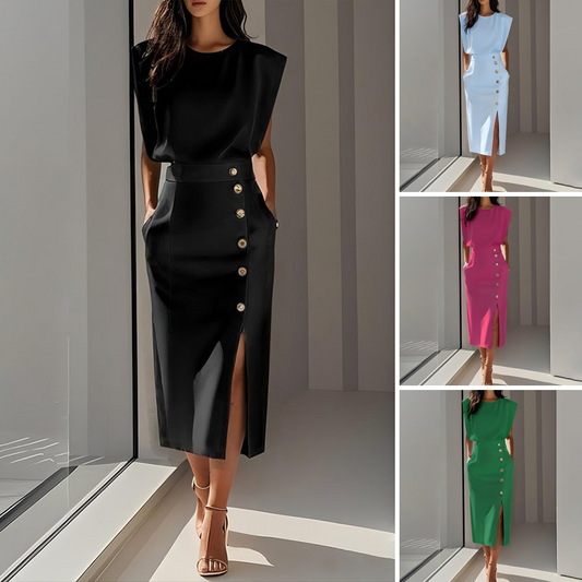 🎀 Francuska elegancja! Spódnica midi z rozcięciem | Drapowany materiał z lekkim podwinięciem w talii