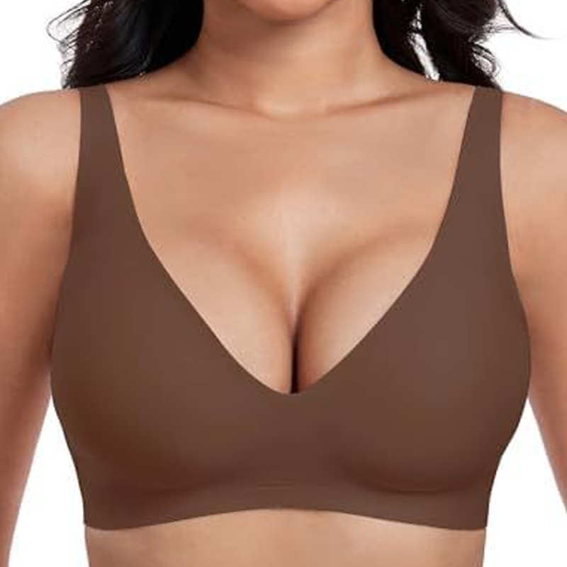 🔥👙Letni, gorący biustonosz push-up z głębokim dekoltem w serek i bez fiszbin, bezszwowy, żelowy