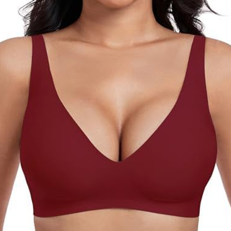 🔥👙Letni, gorący biustonosz push-up z głębokim dekoltem w serek i bez fiszbin, bezszwowy, żelowy