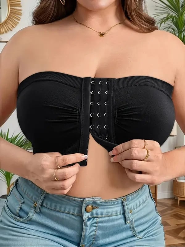 🔥👙Biustonosz bez ramiączek w dużym rozmiarze, zapinany z przodu na klamrę, oddychający