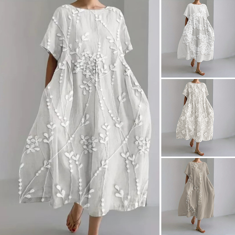 🔥👗Damska, miękka, swobodna, luźna, luźno dopasowana sukienka midi