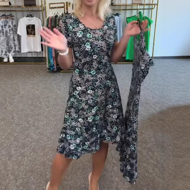 🔥👗Damska sukienka z nadrukiem kwiatowym z dekoltem w szpic