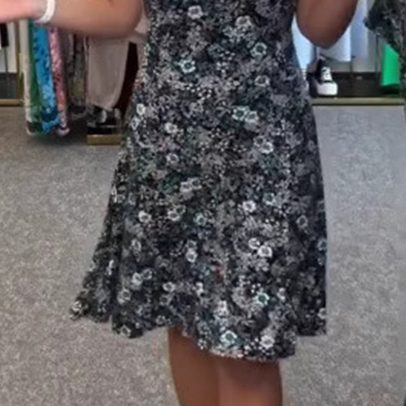 🔥👗Damska sukienka z nadrukiem kwiatowym z dekoltem w szpic