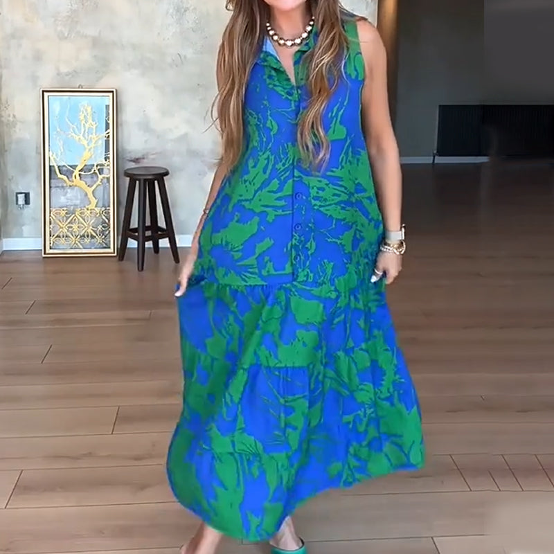 🔥👗Modna damska sukienka bez rękawów z nadrukiem
