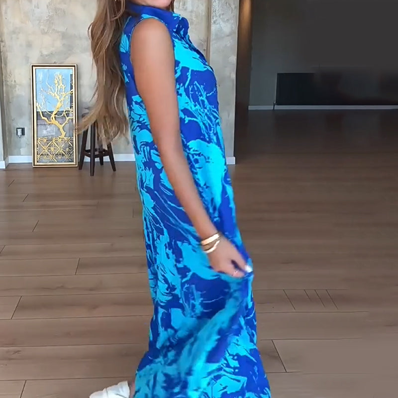 🔥👗Modna damska sukienka bez rękawów z nadrukiem