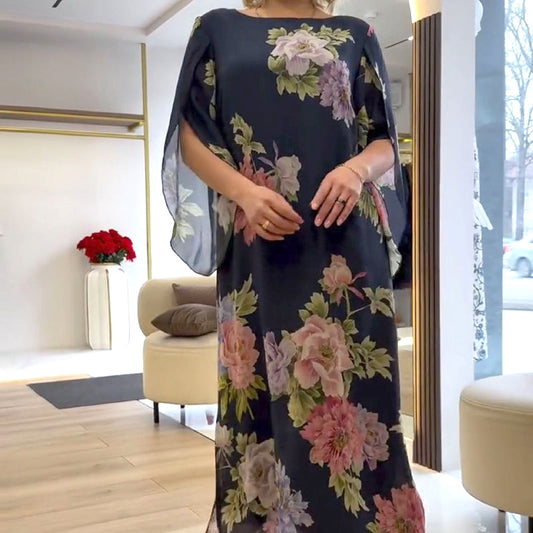 🔥👗Elegancka długa sukienka damska z nadrukiem na szyi