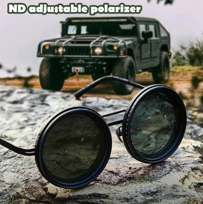 🔥👓Okulary przeciwsłoneczne okrągłe z polaryzacją i regulowanym przyciemnieniem