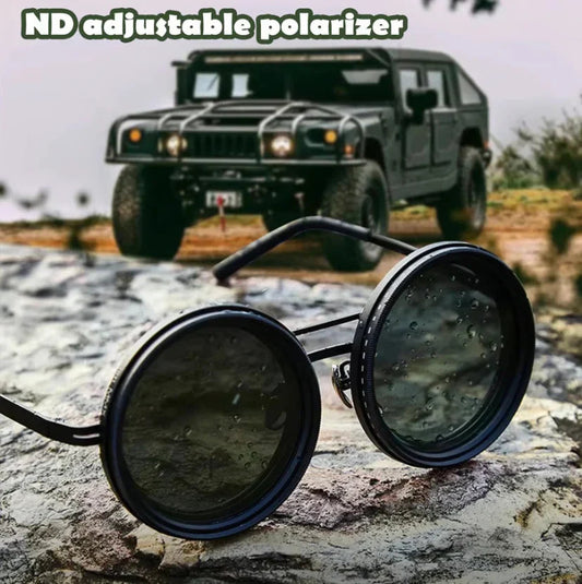 🔥👓Okulary przeciwsłoneczne okrągłe z polaryzacją i regulowanym przyciemnieniem