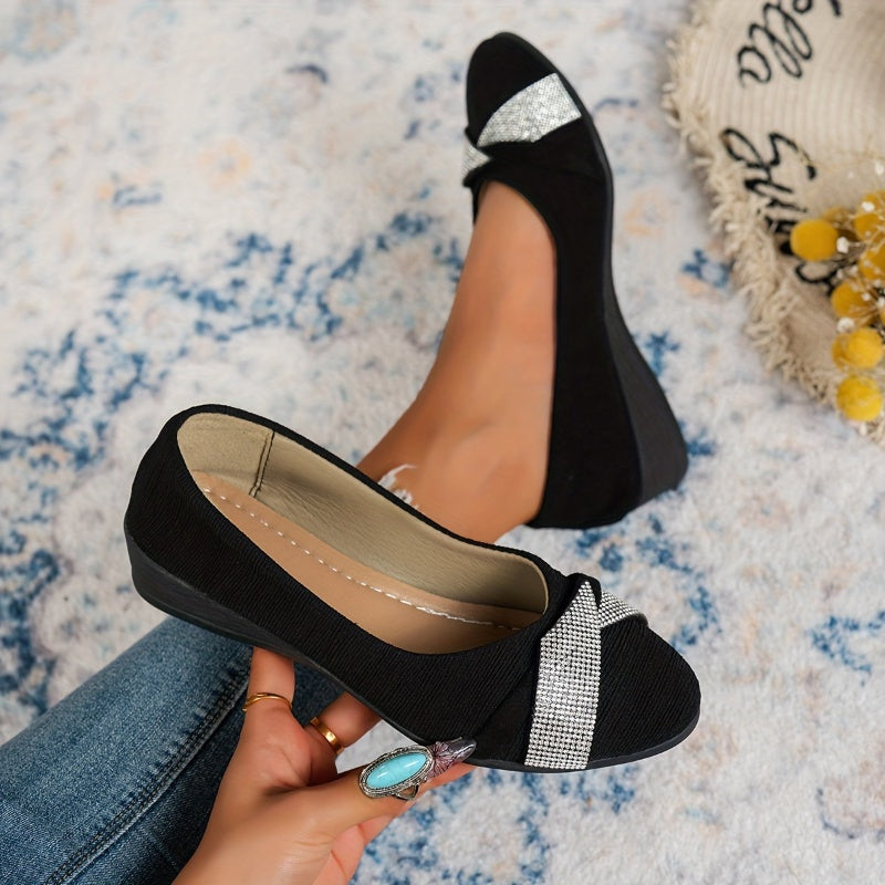 🔥🥿Lekkie damskie buty na koturnie z kryształkami