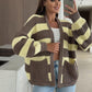 🔥👚Stylowy damski sweter w paski z otwartym przodem