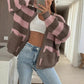 🔥👚Stylowy damski sweter w paski z otwartym przodem