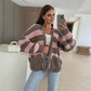 🔥👚Stylowy damski sweter w paski z otwartym przodem