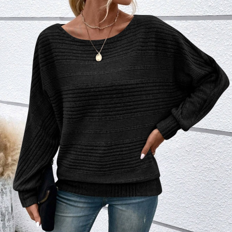 🔥👚【S-3XL】Solidna bluzka w paski z okrągłym dekoltem i długimi rękawami