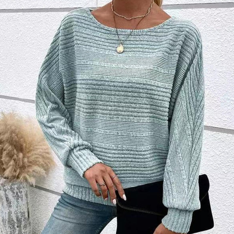 🔥👚【S-3XL】Solidna bluzka w paski z okrągłym dekoltem i długimi rękawami