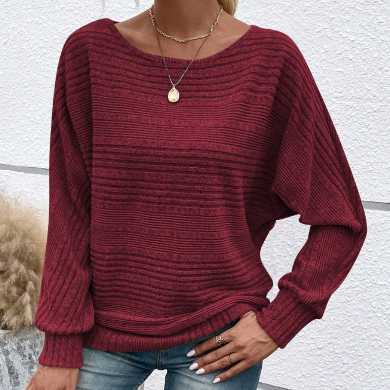 🔥👚【S-3XL】Solidna bluzka w paski z okrągłym dekoltem i długimi rękawami