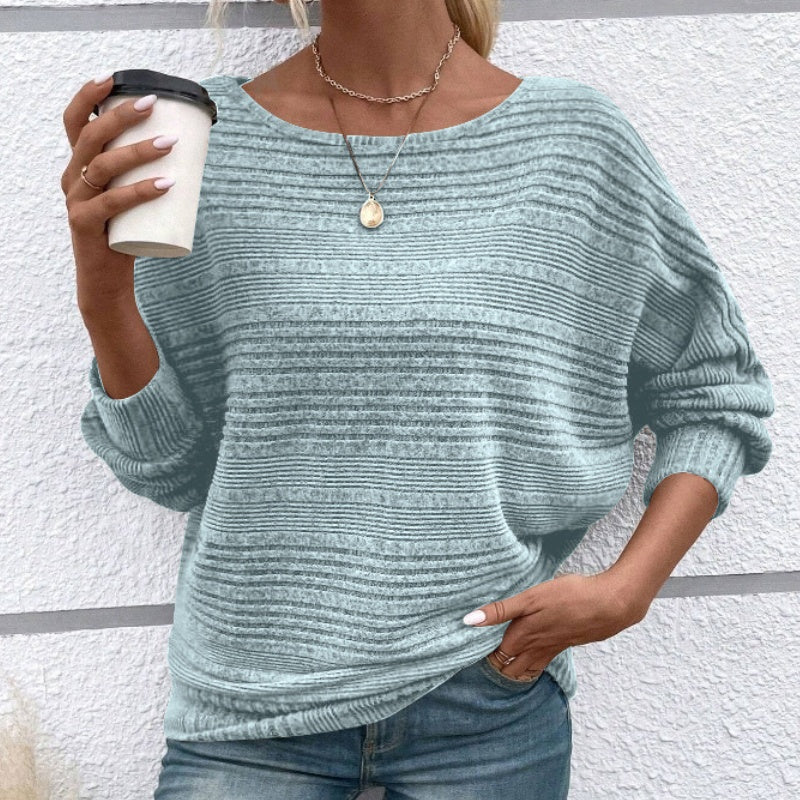 🔥👚【S-3XL】Solidna bluzka w paski z okrągłym dekoltem i długimi rękawami