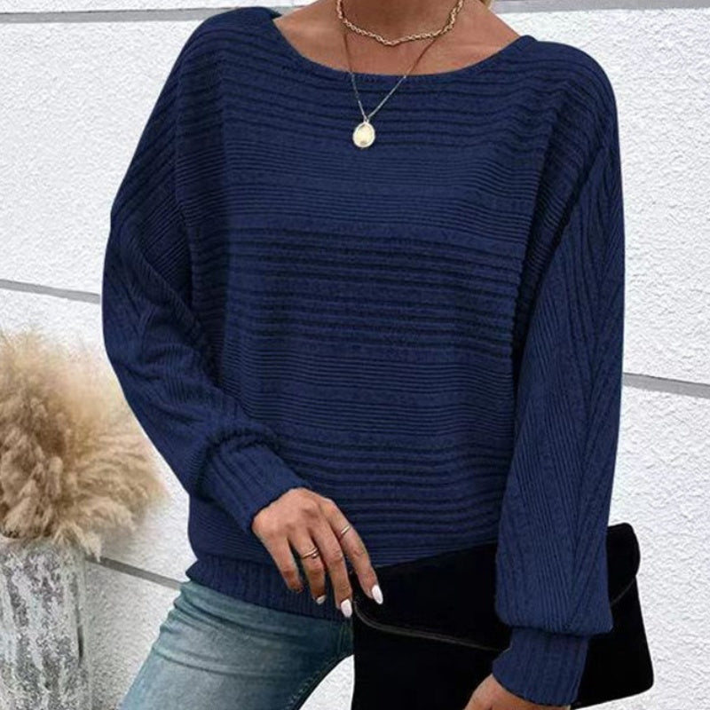 🔥👚【S-3XL】Solidna bluzka w paski z okrągłym dekoltem i długimi rękawami