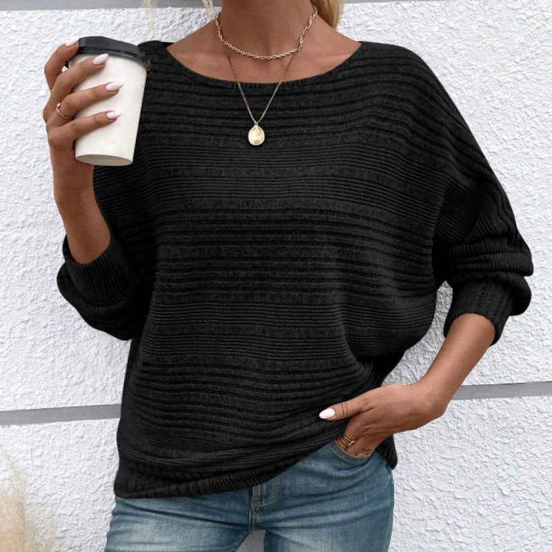 🔥👚【S-3XL】Solidna bluzka w paski z okrągłym dekoltem i długimi rękawami