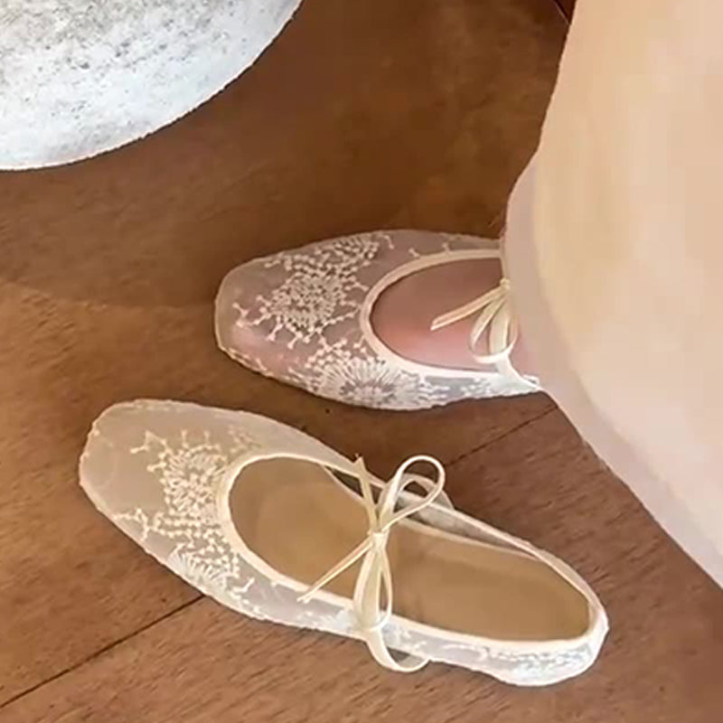 🔥🥿Eleganckie baletki z siateczki z kokardą