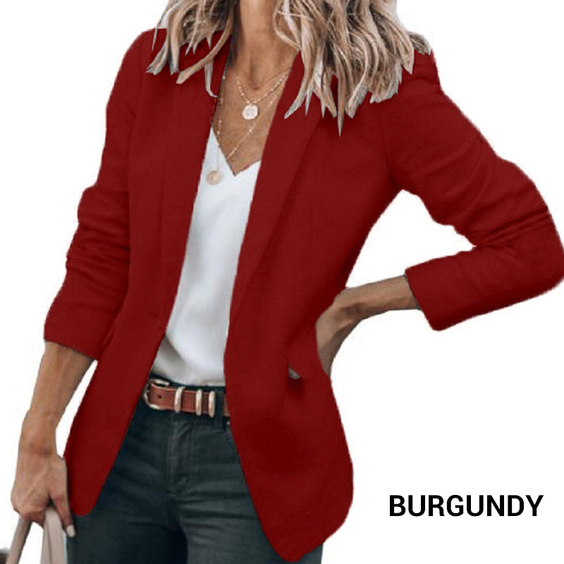 🔥🧥Elegancka, miękka kurtka z klapami i guzikami w jednolitym kolorze