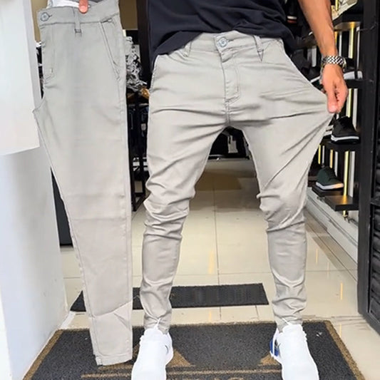 🔥👖Męskie spodnie slim fit w jednolitym kolorze