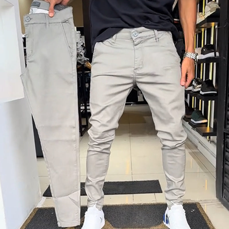 🔥👖Męskie spodnie slim fit w jednolitym kolorze