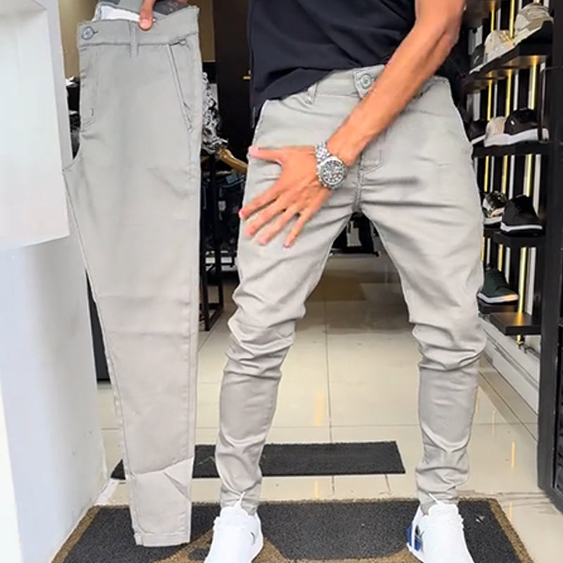 🔥👖Męskie spodnie slim fit w jednolitym kolorze