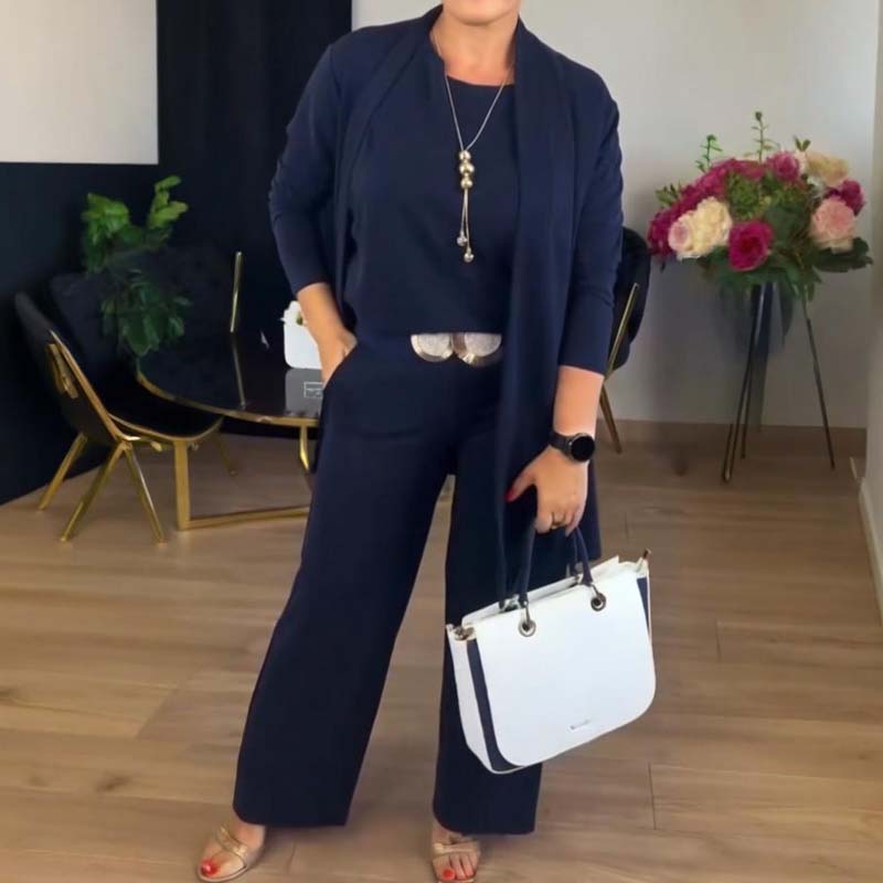 🔥👚👖【S-5XL】(Spersonalizowany) - Elegancki, długi kardigan, top i spodnie, trzyczęściowy komplet - Dostawa w ciągu 5-12 dni
