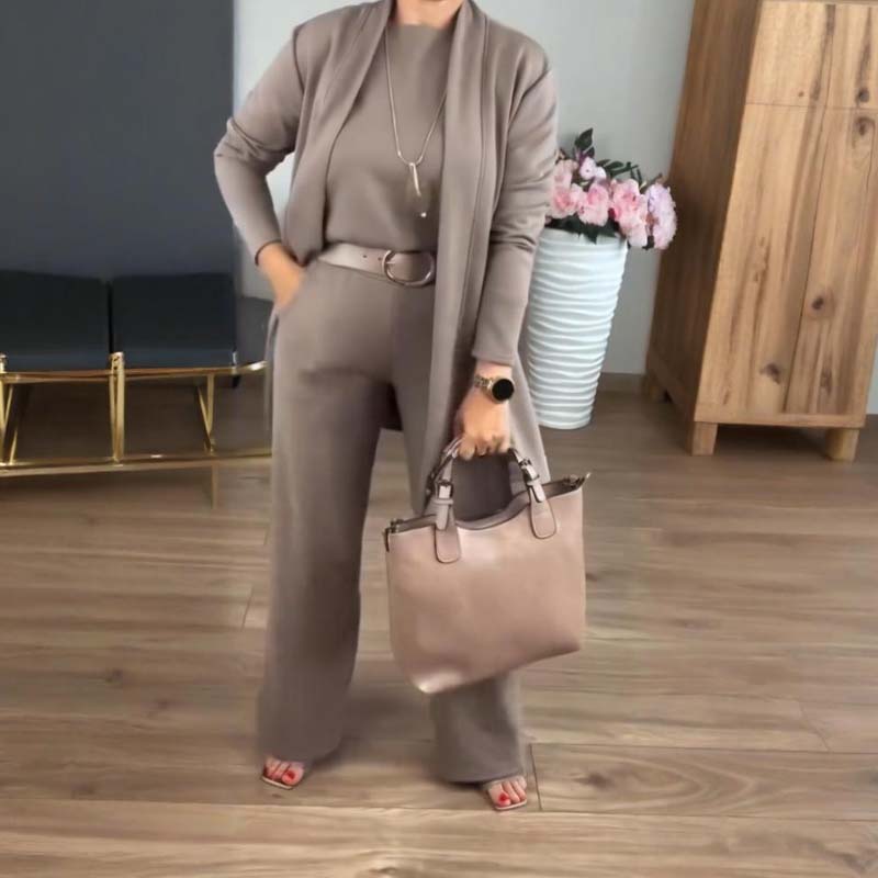 🔥👚👖【S-5XL】(Spersonalizowany) - Elegancki, długi kardigan, top i spodnie, trzyczęściowy komplet - Dostawa w ciągu 5-12 dni
