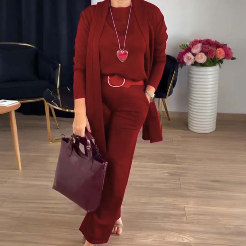 🔥👚👖【S-5XL】(Spersonalizowany) - Elegancki, długi kardigan, top i spodnie, trzyczęściowy komplet - Dostawa w ciągu 5-12 dni