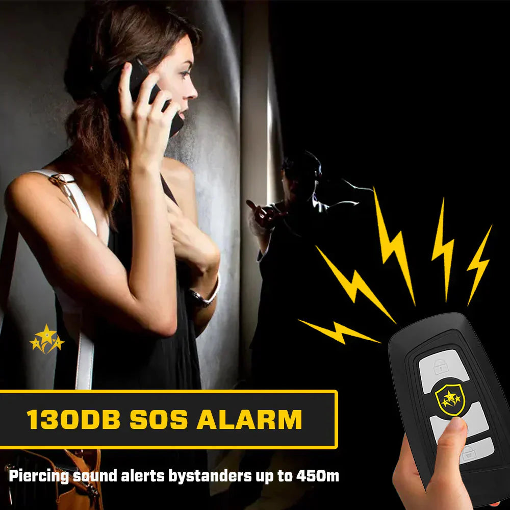 🔥  ⚡️ 3 w 1 - Stun, Migające Światło i Alarm w Breloku do Kluczy Samochodowych 🛡️